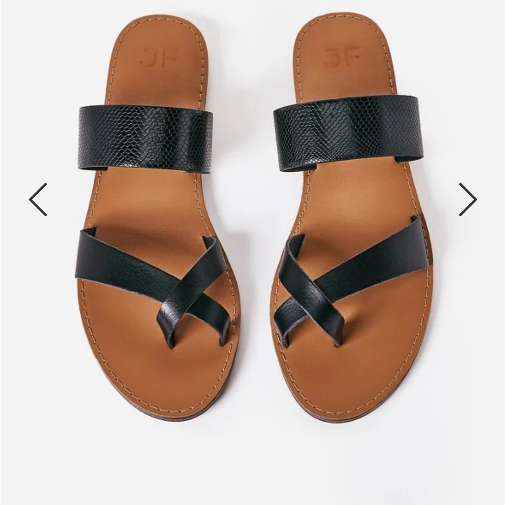 Cloey Slide Sandal- JustFab- black- wide width.